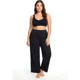 Kadın Siyah Ince Çizgili Büyük Beden Cepli Pijama Altı - 2XL