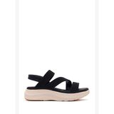 Kadın Siyah Kalın Tabanlı Kumaş Comfort Sandalet 26SFE46416F
