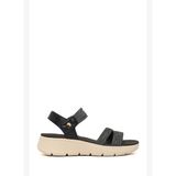 Kadın Siyah Kalın Tabanlı Kumaş Comfort Sandalet 26SFE46426F