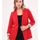 Kadın Siyah Kol İçi Çizgili Tek Düğmeli Ceket ARM-22K001122