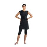 Kadın Siyah, Kolsuz, Astarlı, Dikme Kaplı, Yarı Kapalı Esnek Çabuk Kuruyan Deniz/Havuz Mayosu_2314, 00100 Siyah, 36