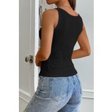 Kadın Siyah Kolsuz Kalın Askılı Uzun Crop Top Bluz & Atlet