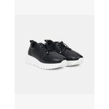 Kadın Siyah Lastik Bağcıklı Dolgu Topuklu Deri Sneaker