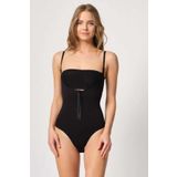 Kadın Siyah Lohusa Göğsü Açık Agraflı Body Korse (Siyah / 3XL)