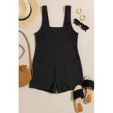 Kadın Siyah Mini Cepli Tulum Plaj Elbisesi