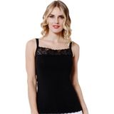 Kadın Siyah Modal Dantel Yaka Atlet (23422-01) - XL