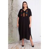 Kadın Siyah Nakış Detaylı Rahat Kesim Elbise 65N22609 - 46
