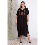 Kadın Siyah Nakış Detaylı Rahat Kesim Elbise 65N22609 - 48