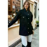 Kadın Siyah Oversize Gabardin Kot Ceket Gömlek – Geniş Cepli, Düğme Detaylı Kt00- 700-Kt00-100451