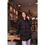 Kadın Siyah Oversize Şişme Mont - L
