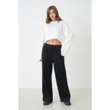Kadın Siyah Peluş Kumaş Triko Pantalon 5245