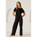 Kadın Siyah Renkli Luxury Bol Paça Pantolon
