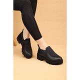 Kadın Siyah Renkli Ortopedik Slip-On Yürüyüş Ayakkabısı Sneakers LDR20250330101