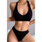 Kadın Siyah Seamless Tanga Sütyen Takım