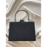 Kadın Siyah Simli Abiye, Clutch Gece Çantası