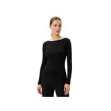Kadın Siyah Slim Fit Basic Bluz | Kayık Yaka Esnek Kumaş (S)