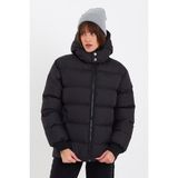 Kadın Siyah Su ve Rüzgar Geçirmez Oversize Kapüşonlu Kışlık Şişme Mont & Kaban & Parka - 137 - 2XL