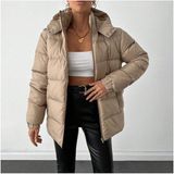 Kadın Siyah Su Ve Rüzgar Geçirmez Oversize Kapüşonlu Kışlık Şişme Mont & Kaban & Parka - 137 Bej XL