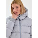 Kadın Siyah Su Ve Rüzgar Geçirmez Oversize Kapüşonlu Kışlık Şişme Mont & Kaban & Parka - 137 Gri XS