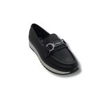 Kadın Siyah Taşlı Tokalı Comfort Loafer Ayakkabı, Rahat Taban, Düz Kadın Babet Ayakkabı Tarzkldüztas1