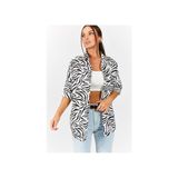Kadın Siyah Zebra Desen Oversize Uzun Basic Gömlek ARM-22Y001145
