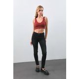 Kadin Skinny Fit Likrali Siyah Jean Pantolon