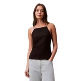 Kadın Slim Fit Dar İp Askılı Pamuklu Düz Dokuma Kumaş Mavi Bluz LV044F206G-C1O