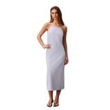 Kadın Slim Fit Dar İp Askılı Pamuklu Düz Dokuma Kumaş Mavi Elbise LV044F208G-C1O