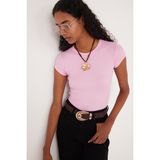 Kadın Slim Fit Dar Kesim Bisiklet Yaka Modal Kumaş Pembe Bluz