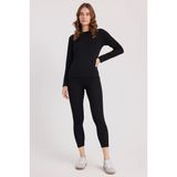 Kadın Slim Fit Dar Kesim Bisiklet Yaka Siyah Termal Alt Üst Takım