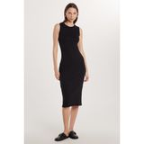Kadın Slim Fit Dar Kesim Modal Bisiklet Yaka Sıfır Kol Maxi Siyah Elbise
