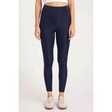 Kadın Slim Fit Dar Kesim Scuba Kumaş Beli Lastikli Lacivert Tayt