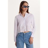 Kadın Slim Fit Dar Kesim Uzun Kollu Beli Detaylı Beyaz Gömlek