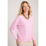 Kadın Slim Fit Dar Kesim Viskonlu Kumaş V Yaka Pembe Bluz