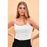 Kadın Slim Fit Fildişi İp Askılı Atlet - XS
