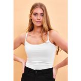 Kadın Slim Fit İp Askılı Atlet - Fildişi FİLDİŞİ