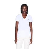 Kadın Slim Fit V Yaka Kısa Kol Düz Model Beyaz T-Shirt XW002330 AF10356-U0002