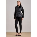 Kadın Slim Fit Yanları Şerit Çizgili Dar Paça Siyah Tayt 25522-TIGHT-SİYAH