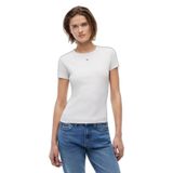 Kadın Slim Fit Yatay Çizgili Yuvarlak Yakalı Kısa Kollu Gri T-Shirt DW0DW17383-P08