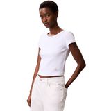 Kadın Slim Fit Yuvarlak Yaka Pamuklu Kısa Kollu Beyaz T-Shirt LV047C200G-YAA