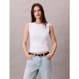 Kadın Slim Fit Yuvarlak Yakalı Kolsuz CK Logo İşlemeli Beyaz Bluz LV044D200G-YAA