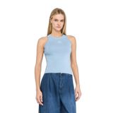 Kadın Slim Fit Yuvarlak Yakalı Kolsuz Örme Mavi Bluz UF5277MA76Q-A4075