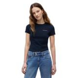 Kadın Slim Fit Yuvarlak Yakalı Pamuklu Logo İmzalı Kısa Kollu Lacivert T-Shirt DW0DW23479-C1G