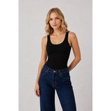 Kadın Slim Halter Yaka Kolsuz Çıtçıtlı Atlet - Siyah - XL