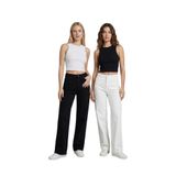 Kadın Slimfit Çok Renkli Fitilli Atlet Halter Yaka Crop (Siyah-Beyaz, xl)
