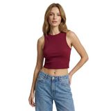 Kadın Slimfit Fitilli Halter Yaka Esnek Örme Crop Atlet (Bordo, M)