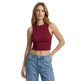 Kadın Slimfit Fitilli Halter Yaka Esnek Örme Crop Atlet (Bordo, XL)