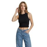 Kadın Slimfit Fitilli Halter Yaka Esnek Örme Crop Atlet (Siyah, XS)