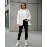 Kadın Slimfit Peluş, Polar, Düğmeli, Teddy Gömlek Yaka, Cepli, Sıcak Tutucu Yumuşak Kışlık Ceket - Beyaz