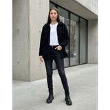 Kadın Slimfit Peluş, Polar, Düğmeli, Teddy Gömlek Yaka, Cepli, Sıcak Tutucu Yumuşak Kışlık Ceket - Siyah - XL